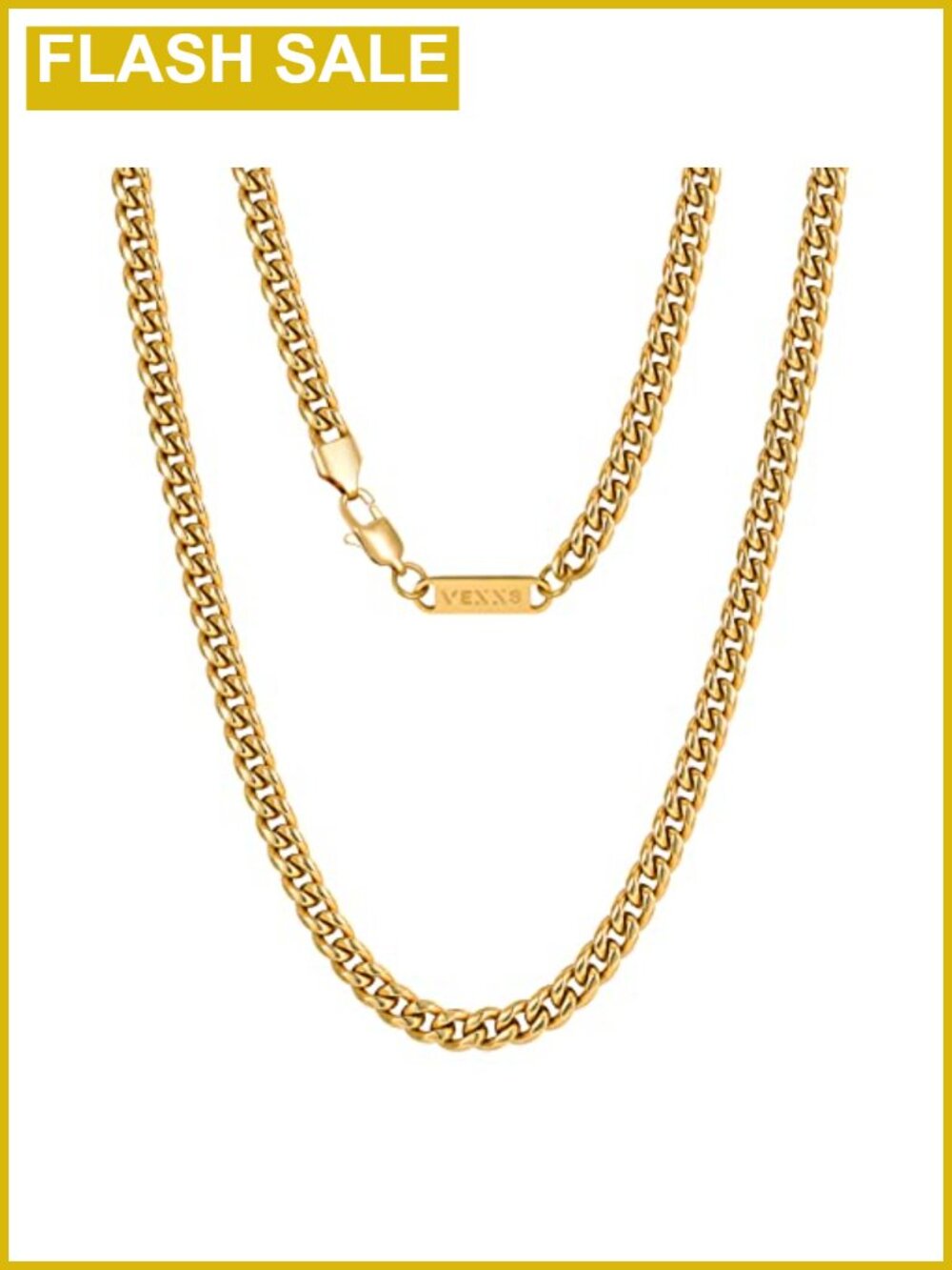 Men's 18K Gold Plated Cuban Link Chain Necklace Stainless Steel 4mm 26in